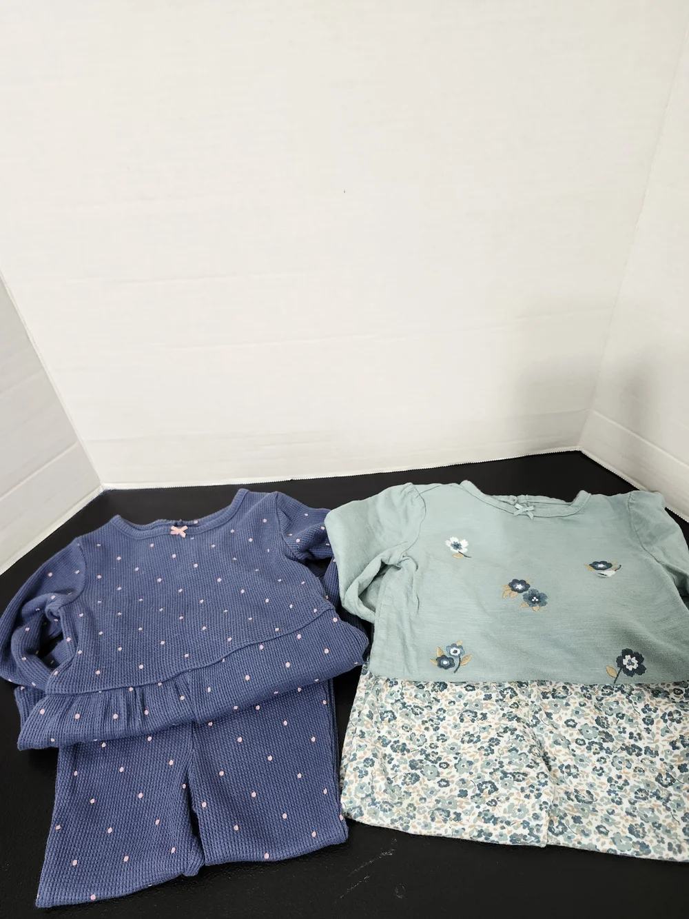 Girls 18 Months Matching Outfits 2 Sets Polka Dots Floral Long Sleeve Pants